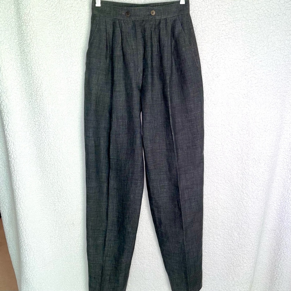 ‘80s Italian luxury Purolino linen high-waisted charcoal pants/EUC